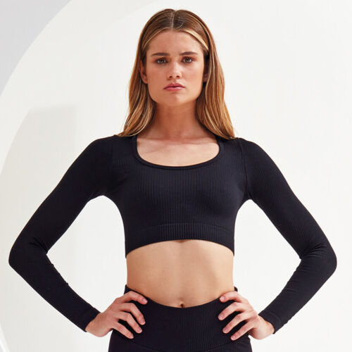 Women’s TriDri® ribbed seamless '3D Fit' crop top Thumbnail