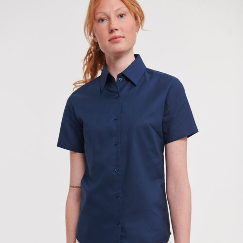 Russell Collection Ladies Short Sleeve Easy Care Oxford Shirt Thumbnail