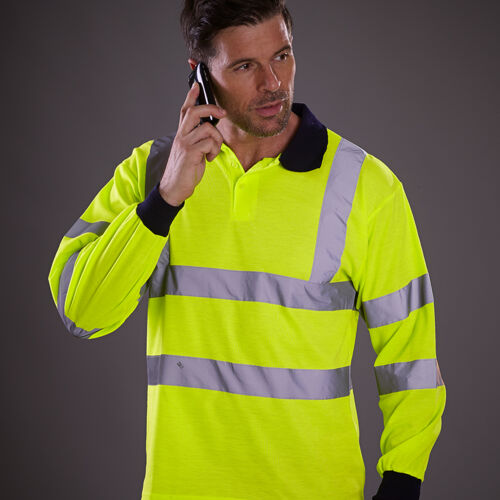 Yoko Hi-Vis Long Sleeve Polo Shirt Thumbnail