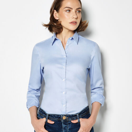 Kustom Kit Ladies Long Sleeve Tailored Stretch Oxford Shirt Thumbnail