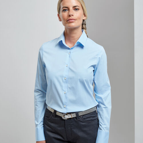 Premier Ladies Long Sleeve Stretch Fit Poplin Shirt Thumbnail